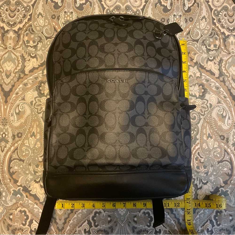 New Coach Graham In Signature Canvas Gunmetal Backpack - Picture 14 of 16